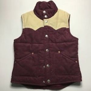 True Religion burgundy & cream white corduroy vest